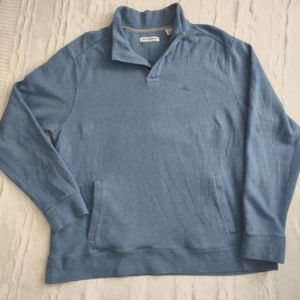 Light Blue Tommy Bahama Quarter Zip Pullover with Slant Pockets Sz. XL